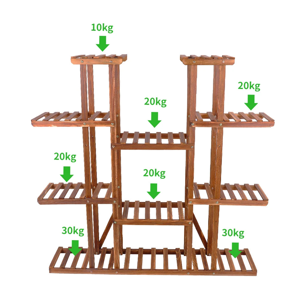 Wisfor Wooden Plant Shelf Multi Tier Flower Pot Stand Outdoor