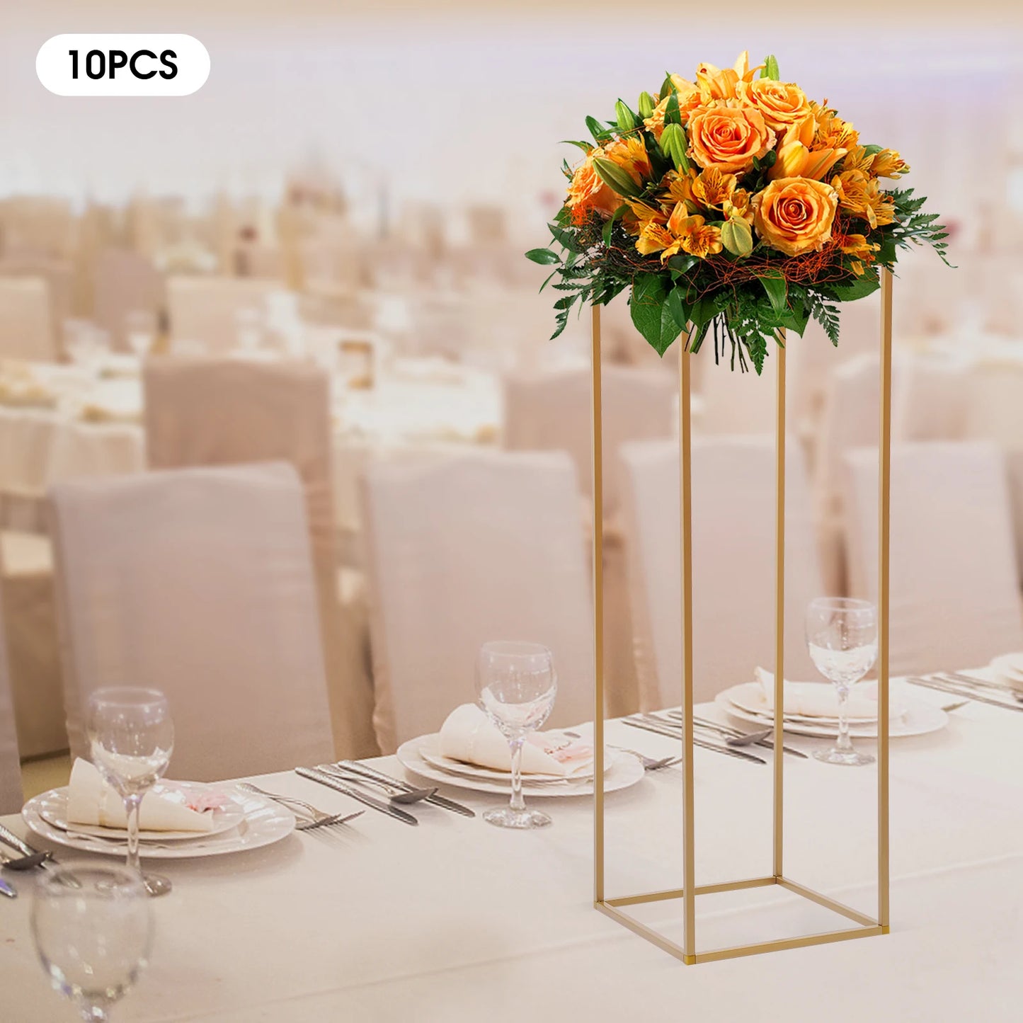 Metal Flower Display Stands 10 Piece Geometric Wedding Columns Load 10 Kg