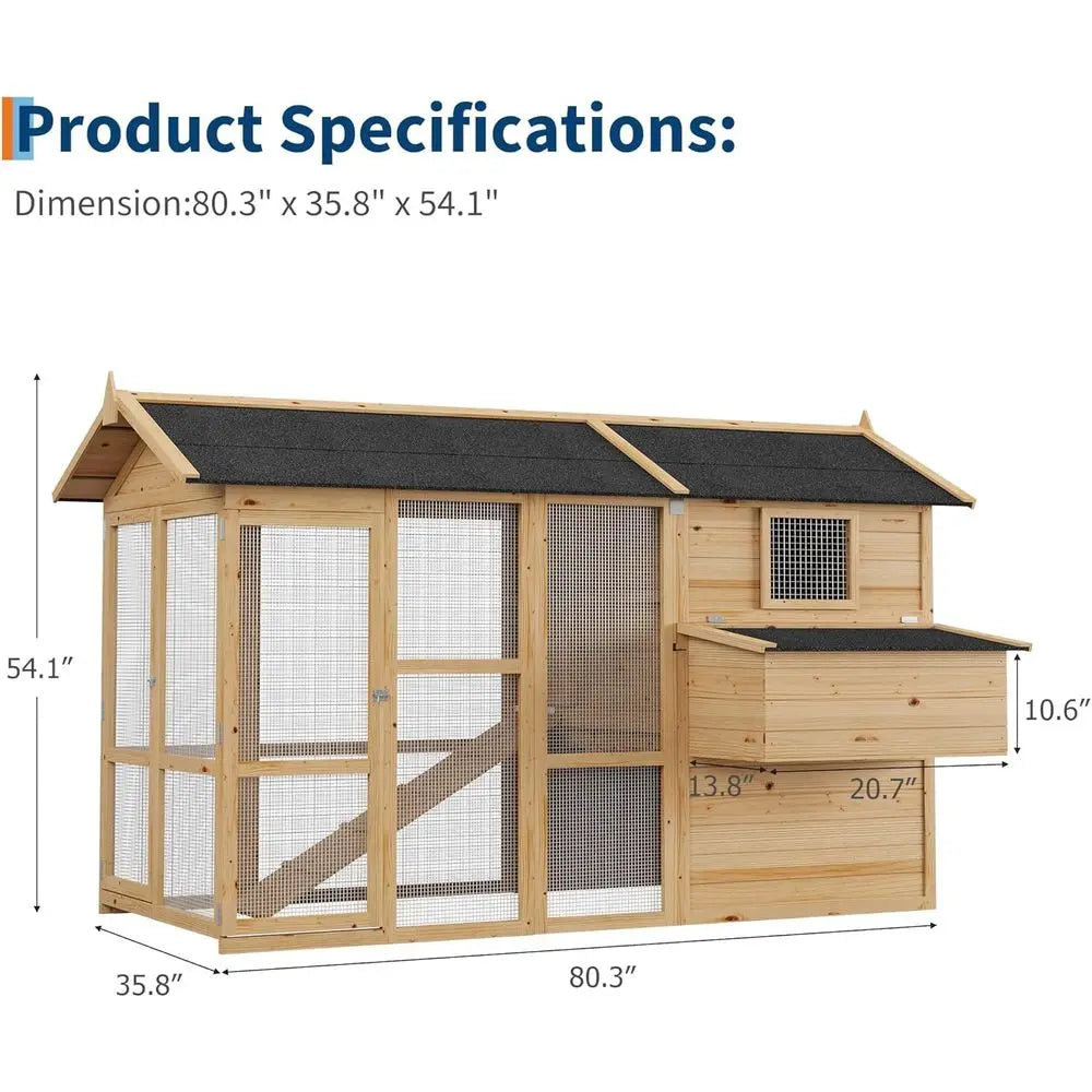 Wooden Outdoor Chicken Coop For Four To Six Chickens Nesting