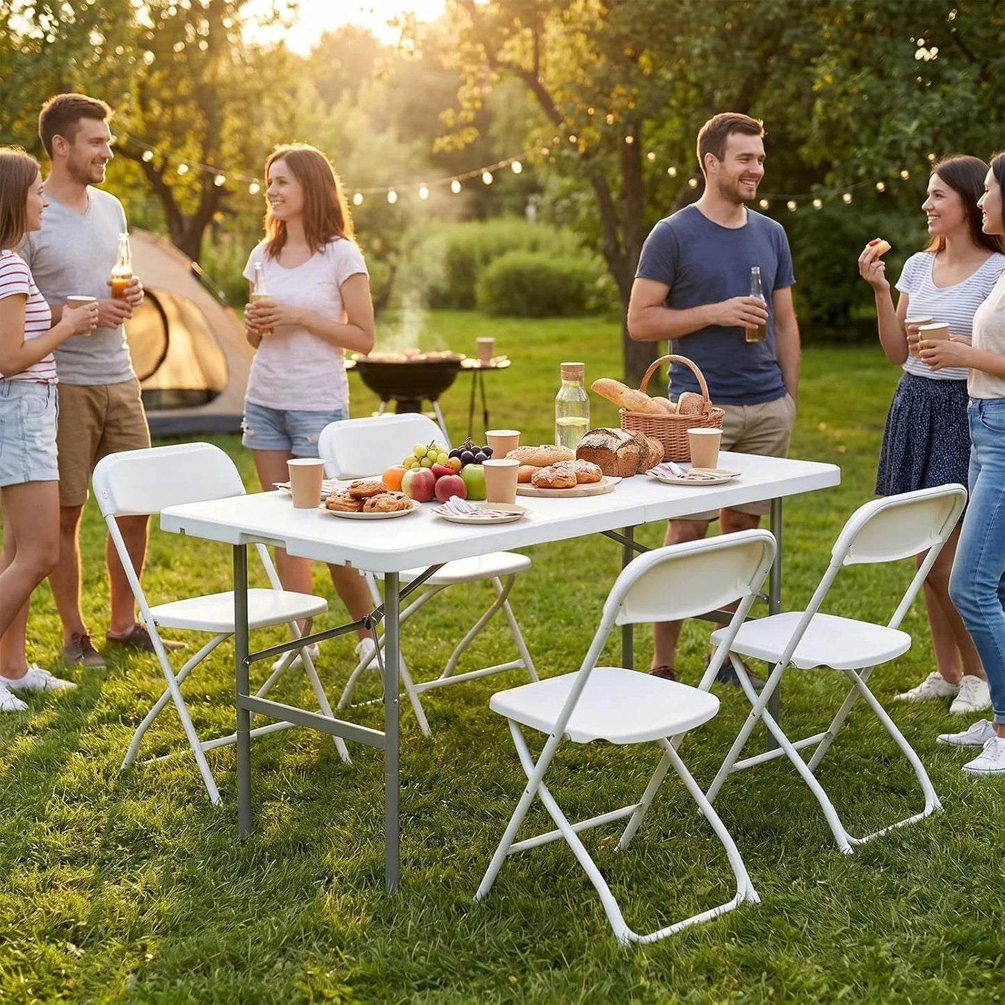 Foldable Picnic Table Portable Outdoor Camping With Carry Handle