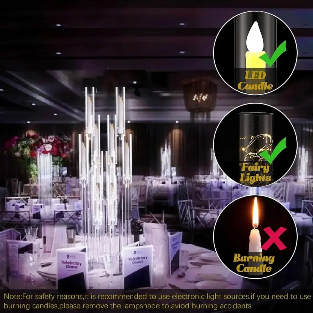 VINCIGANT 10 Arm Acrylic Candelabra Candle Holder For Wedding Tables