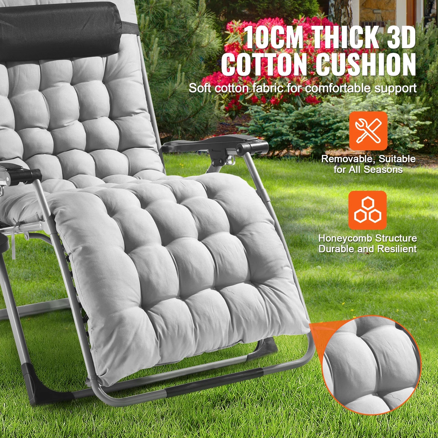 SucceBuy Zero Gravity Chair Outdoor Recliner With Cushion Footrest Cupholder