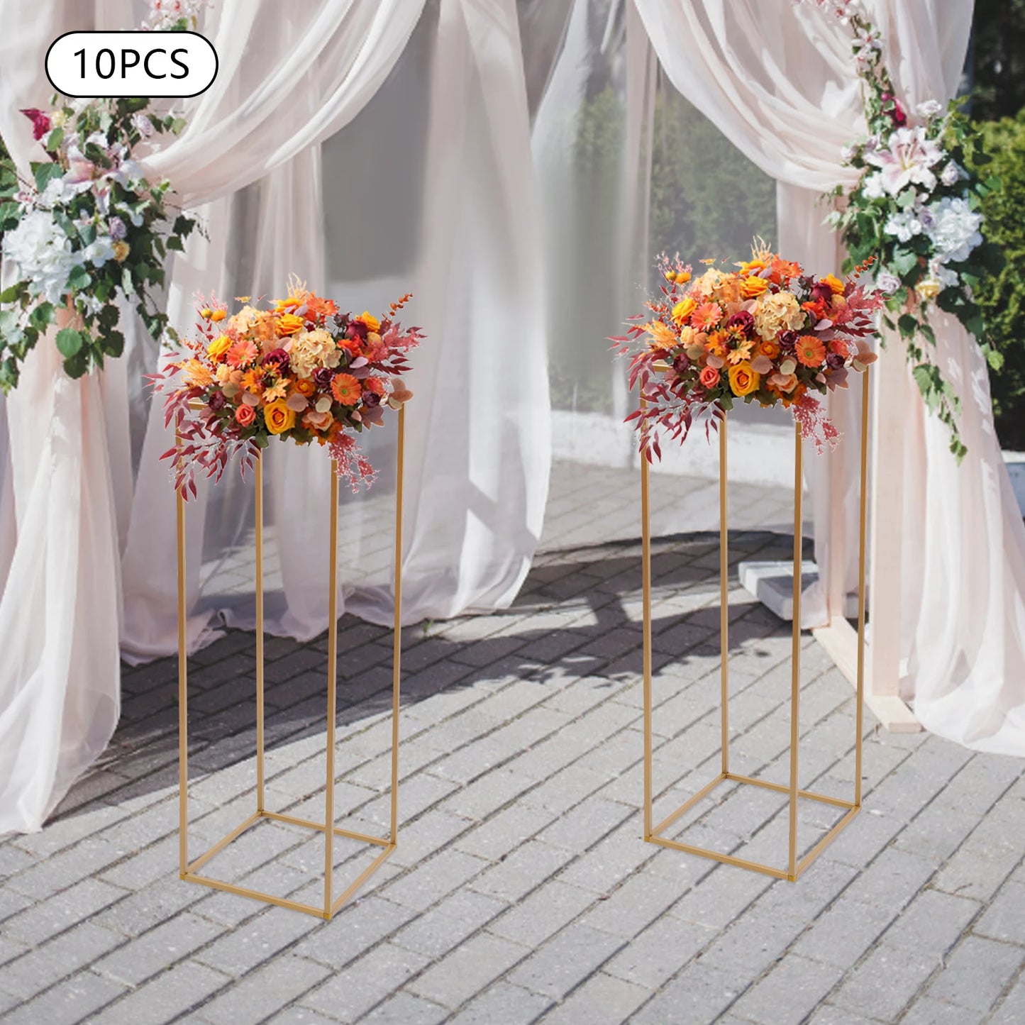 Metal Flower Display Stands 10 Piece Geometric Wedding Columns Load 10 Kg