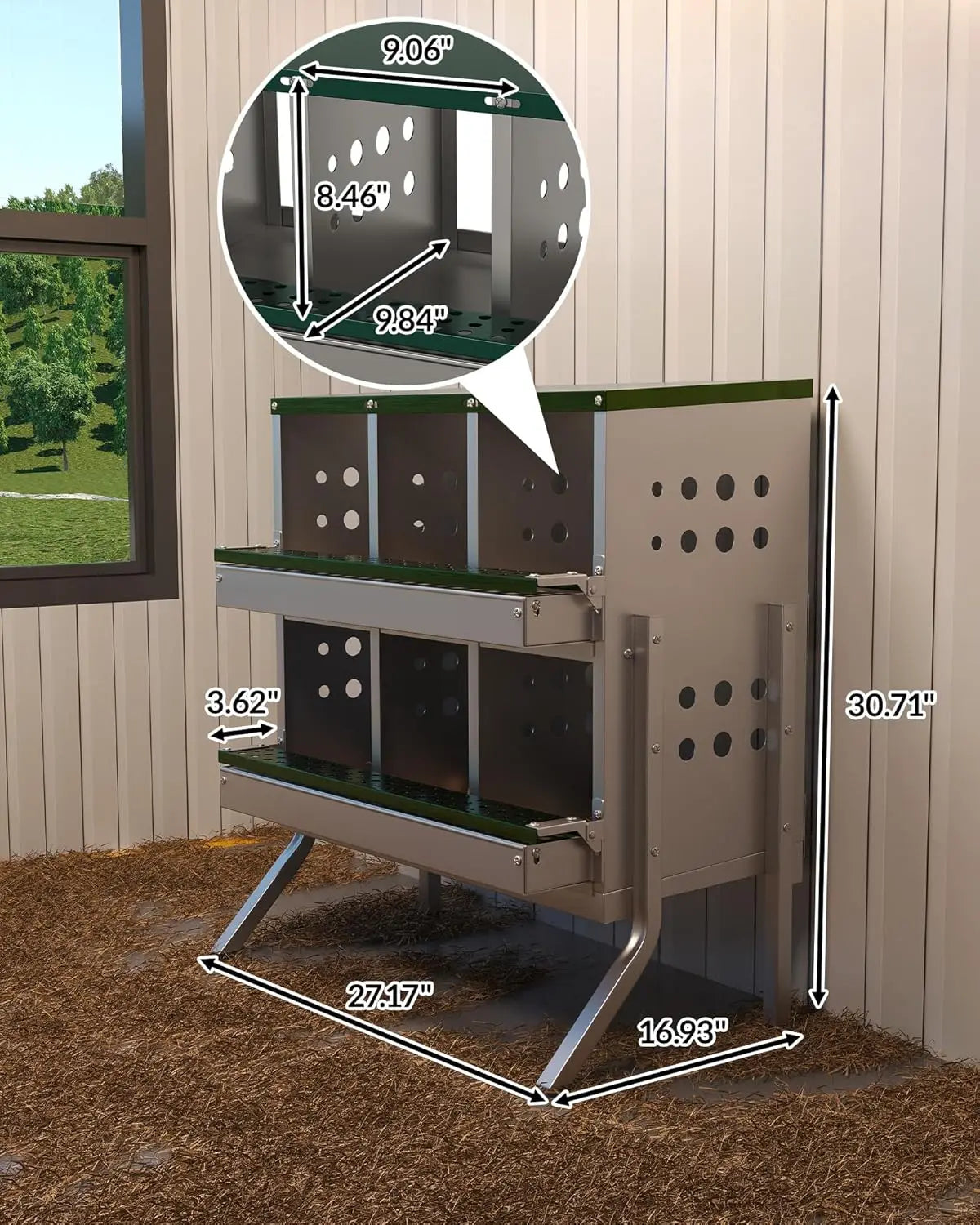 TWISTER.CK Metal Chicken Coop Nesting Box Multi Compartment Ventilated